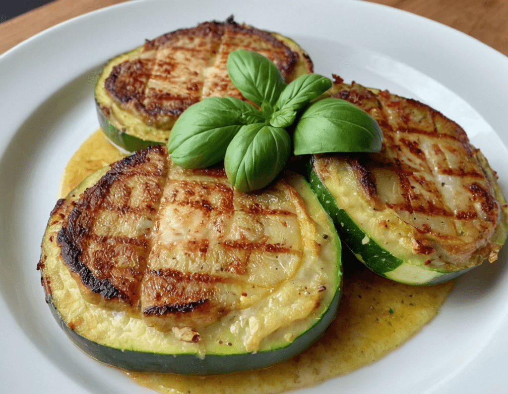 cheesy garlic zucchini steaks