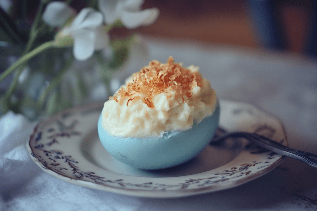 deviled blue avis egg