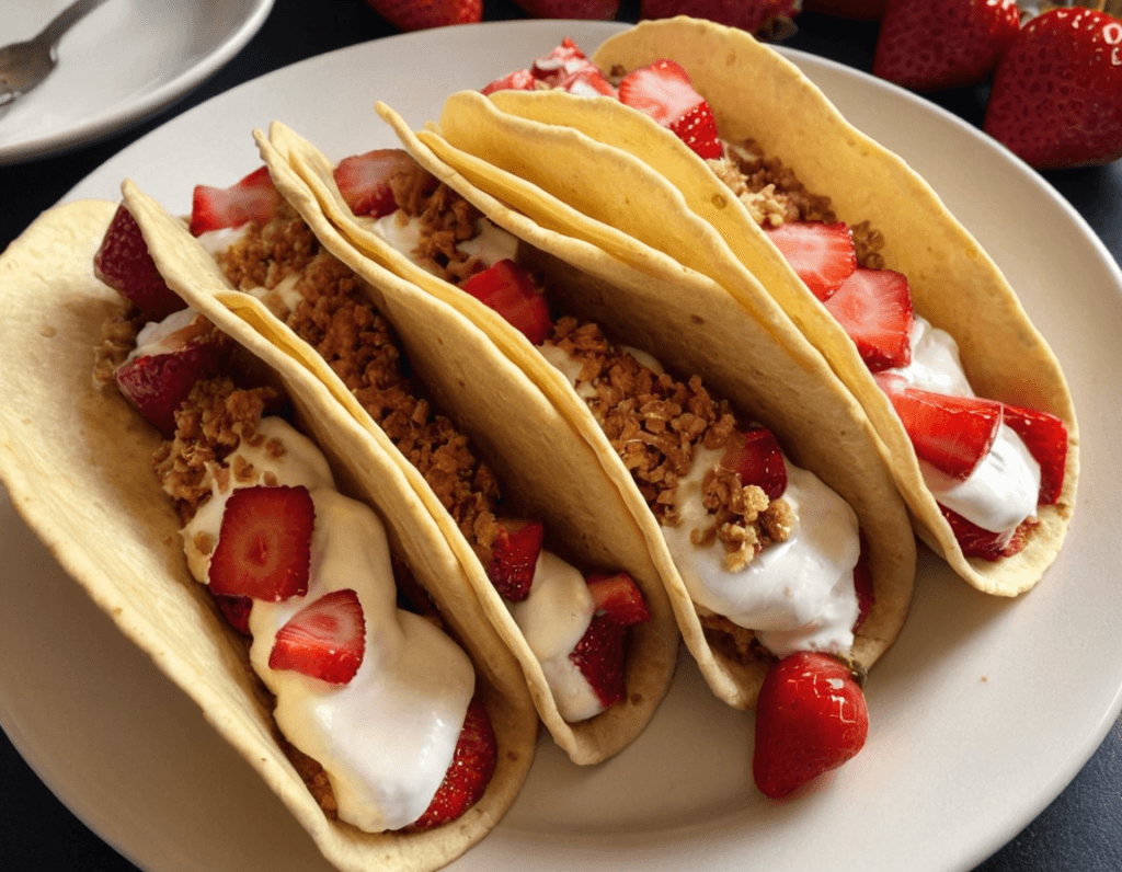 strawberry cheesecake tacos